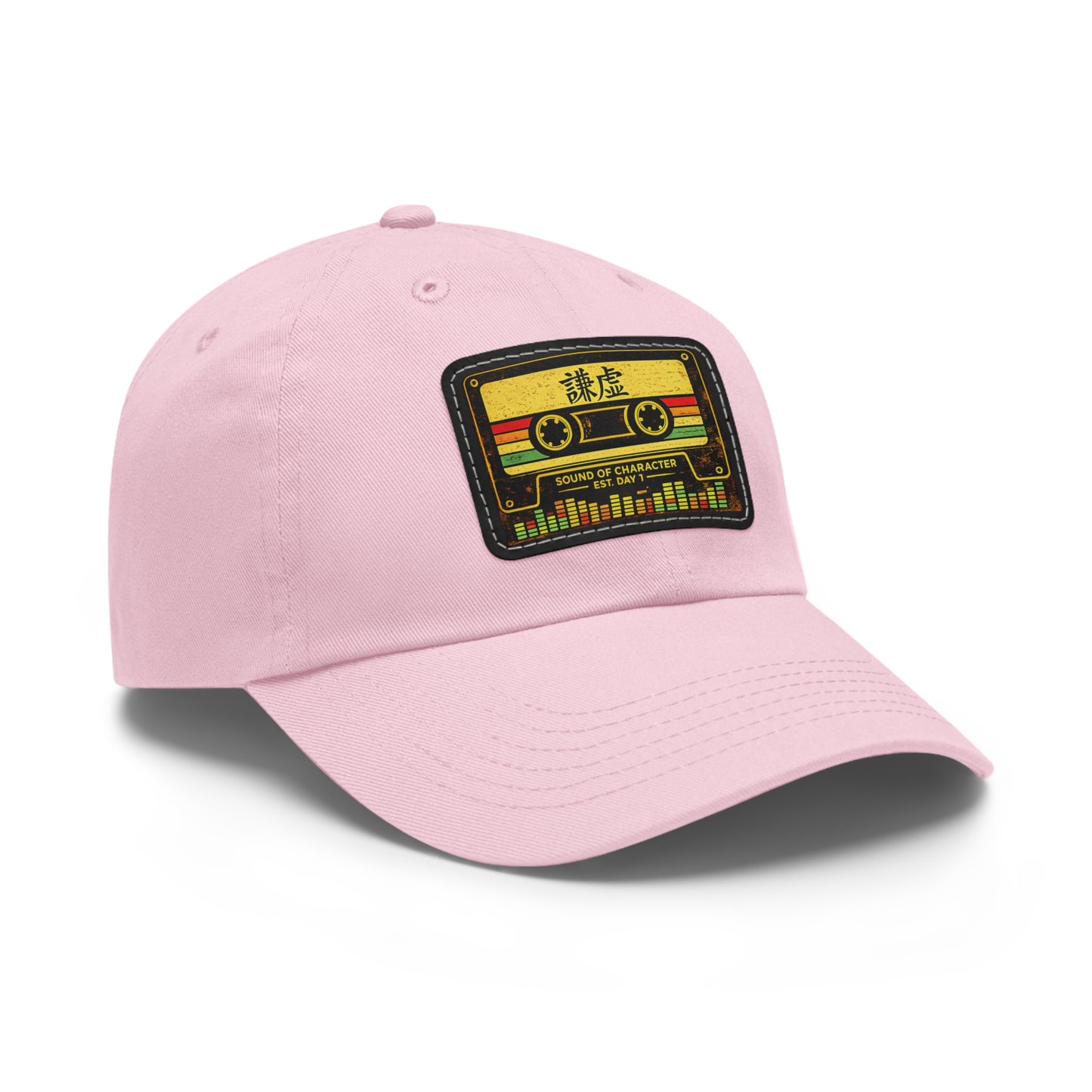 Retro Cassette Leather Patch Dad Hat – Vintage Tape Design, Music Lover Gift