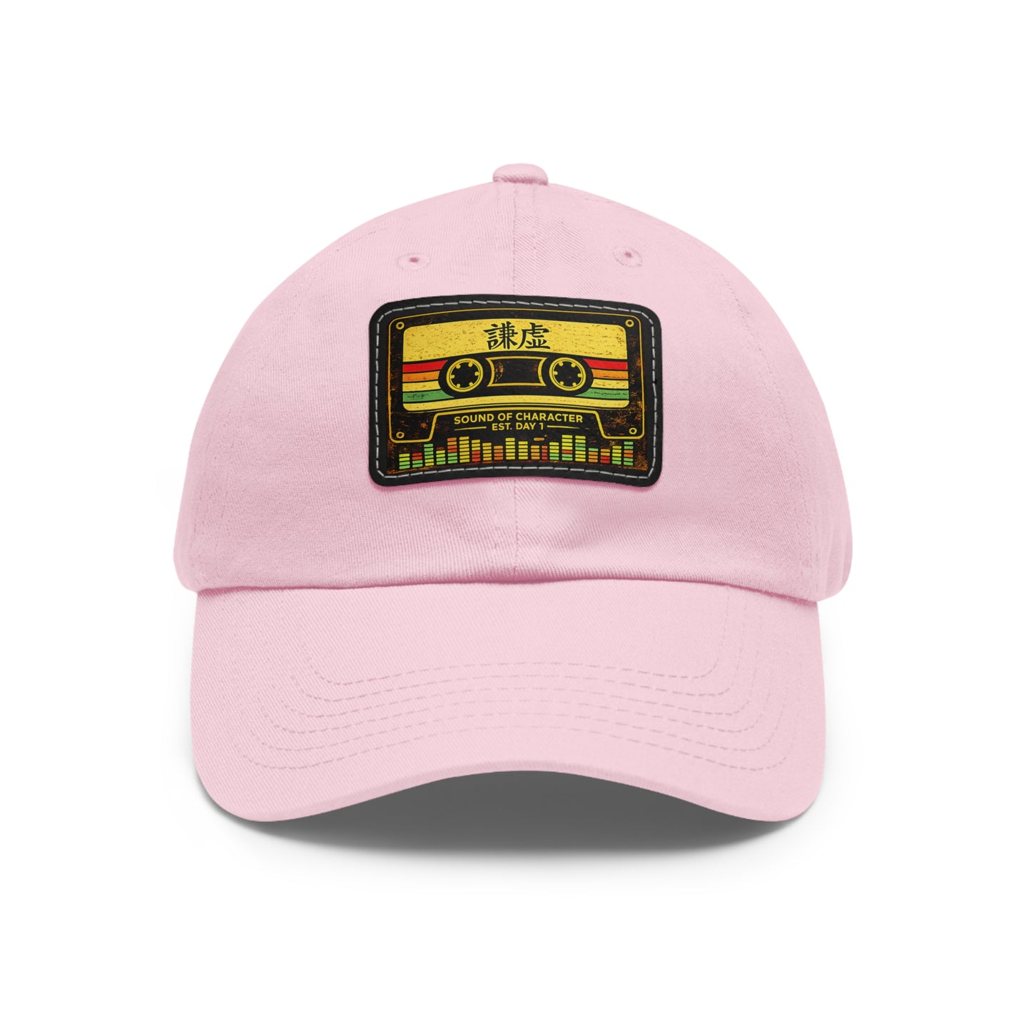 Retro Cassette Leather Patch Dad Hat – Vintage Tape Design, Music Lover Gift