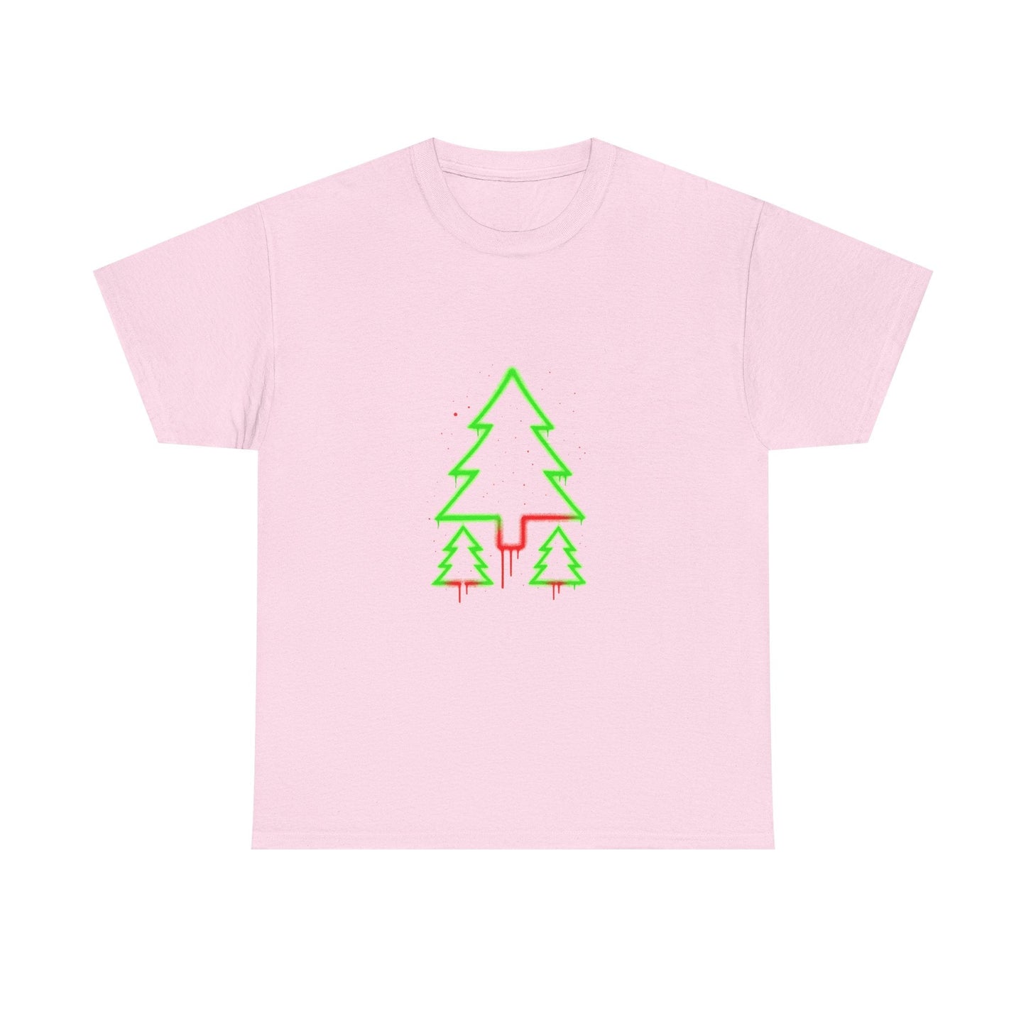 🎁 Christmas Tree Trio T-Shirt — Neon Green & Red Minimal Holiday Tee (100% off)