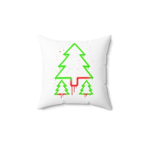 🎄 Holiday Neon Christmas Tree Throw Pillow – Cozy Winter Home Décor