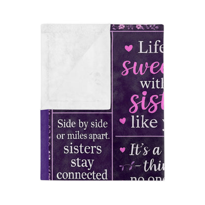 💜 Sister Love Blanket – “Life Is Sweeter With a Sister Like You” – Soft, Cozy, Meaningful Gift