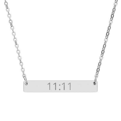 11:11 Engraved Bar Necklace