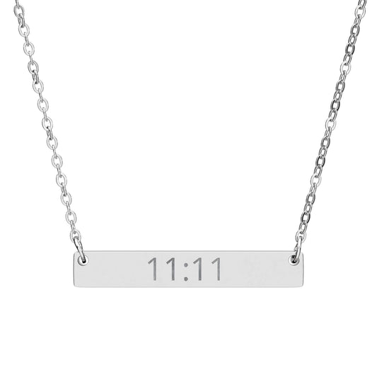 11:11 Engraved Bar Necklace