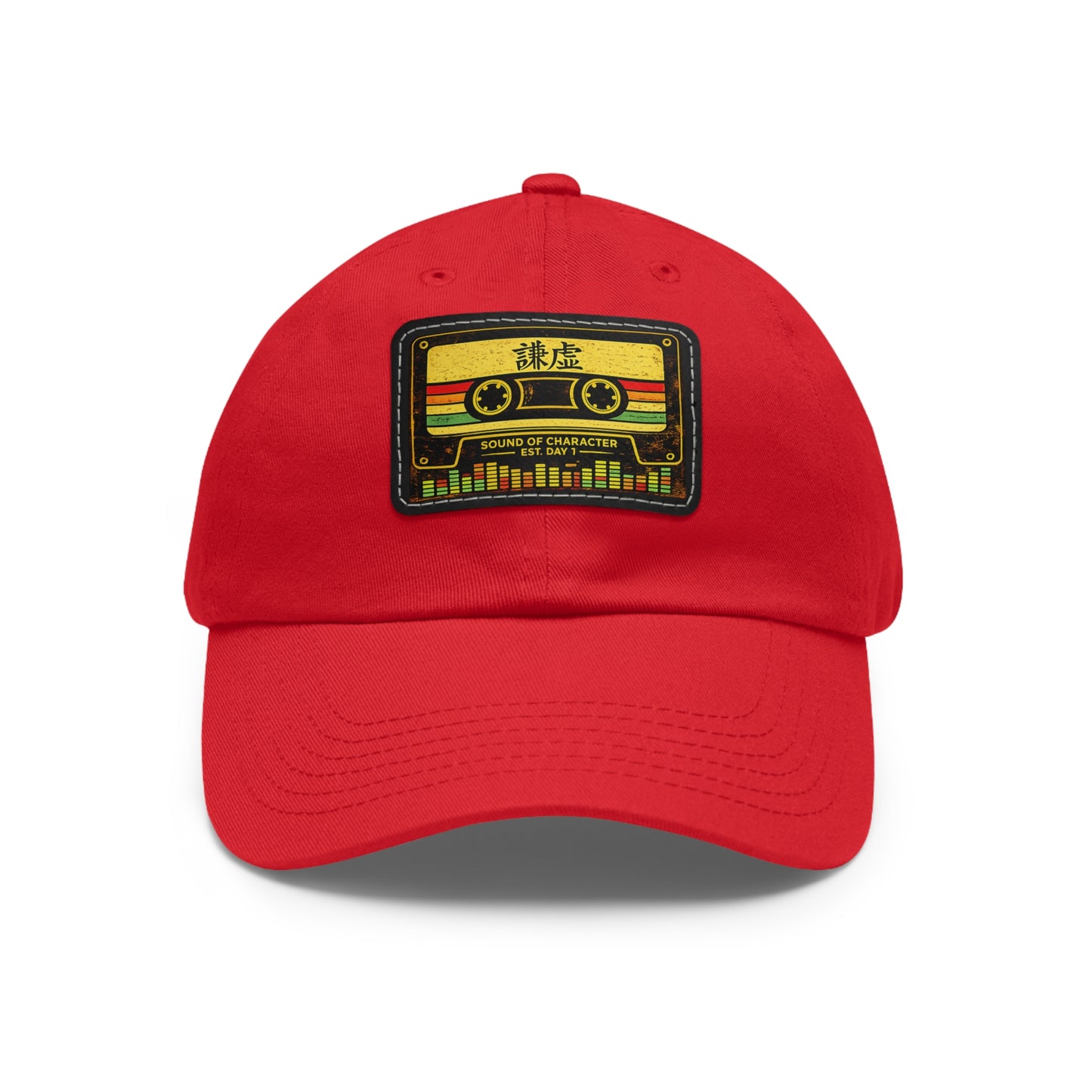 Retro Cassette Leather Patch Dad Hat – Vintage Tape Design, Music Lover Gift