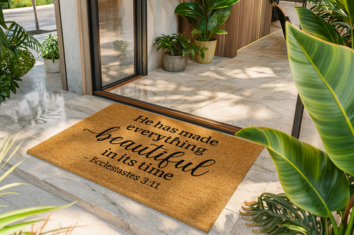 Inspirational Doormat with Ecclesiastes 3:11 Quote