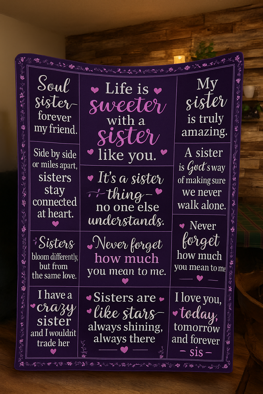 💜 Sister Love Blanket – “Life Is Sweeter With a Sister Like You” – Soft, Cozy, Meaningful Gift