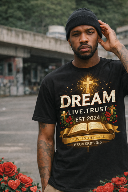 ✨ Dream • Live • Trust™ Inspirational Christian T-Shirt ✨Christian Gift for Men & Women