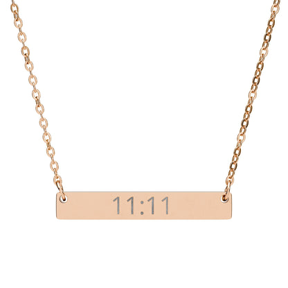 11:11 Engraved Bar Necklace