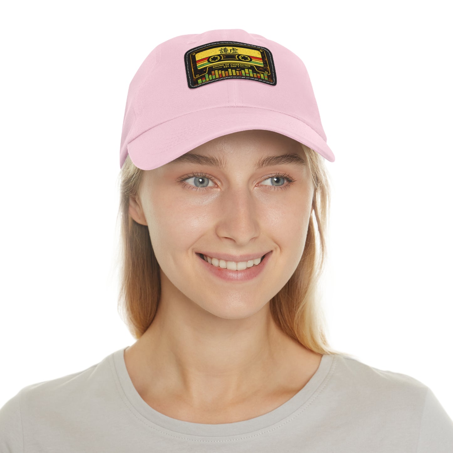 Retro Cassette Leather Patch Dad Hat – Vintage Tape Design, Music Lover Gift