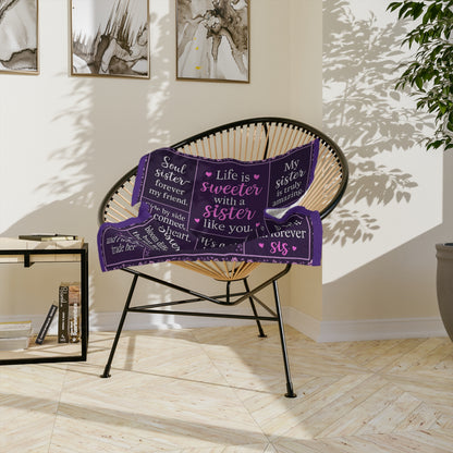 💜 Sister Love Blanket – “Life Is Sweeter With a Sister Like You” – Soft, Cozy, Meaningful Gift