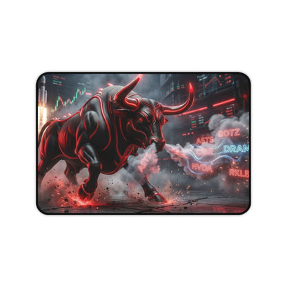 Bull Market Desk Mat — Neon Charging Bull Mousepad for Traders & Gamers