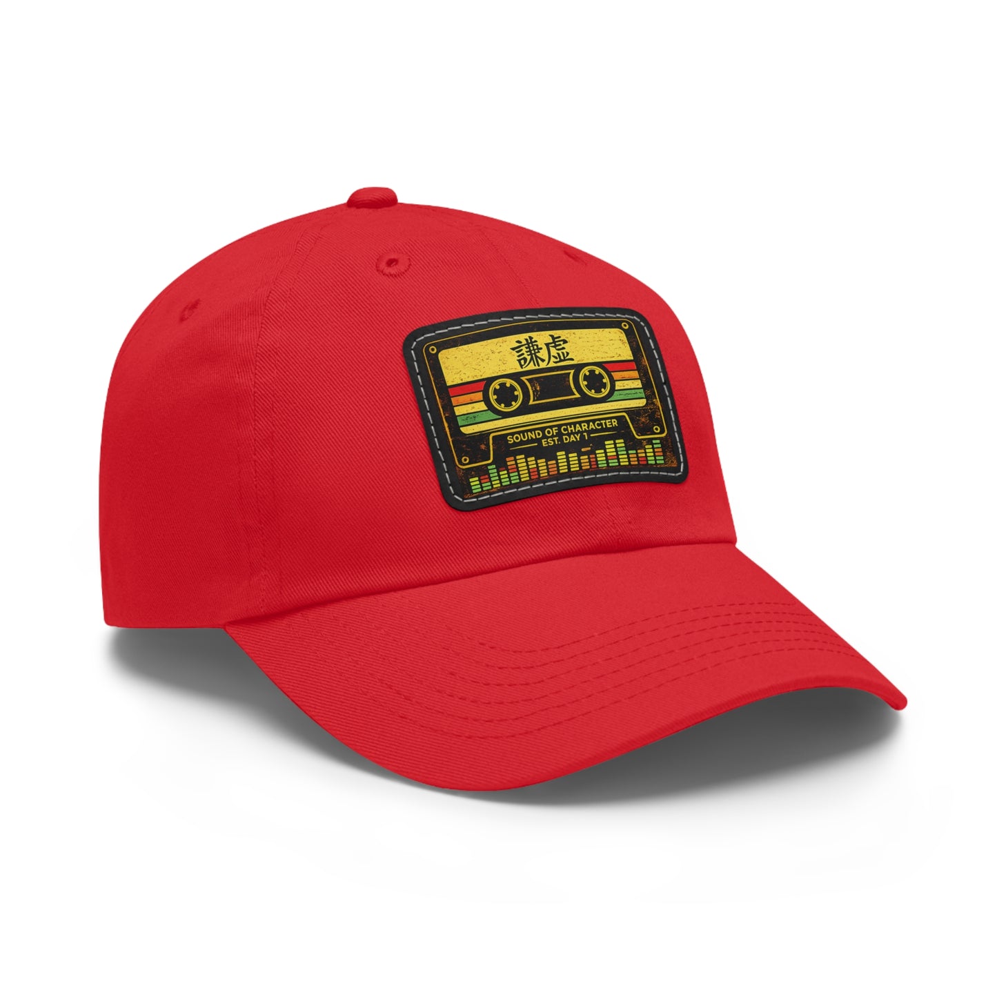 Retro Cassette Leather Patch Dad Hat – Vintage Tape Design, Music Lover Gift