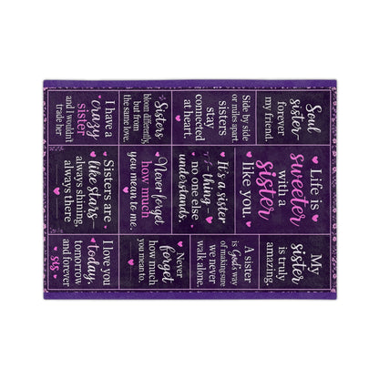 💜 Sister Love Blanket – “Life Is Sweeter With a Sister Like You” – Soft, Cozy, Meaningful Gift