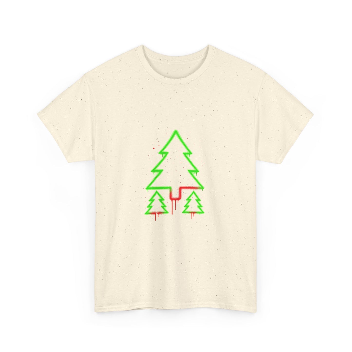 Christmas Tree Trio T-Shirt — Neon Green & Red Minimal Holiday Tee