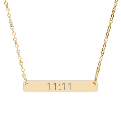 11:11 Engraved Bar Necklace