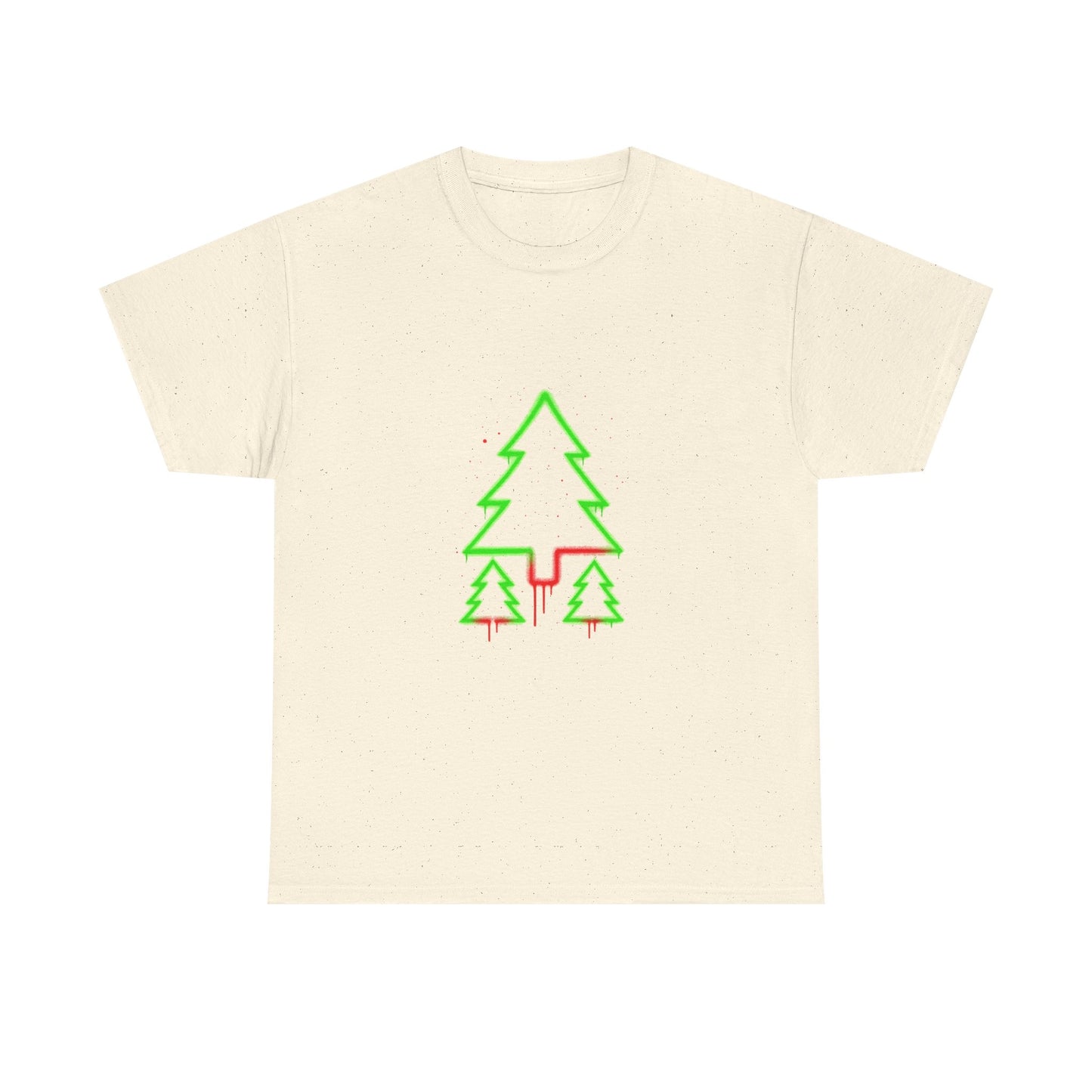 Christmas Tree Trio T-Shirt — Neon Green & Red Minimal Holiday Tee