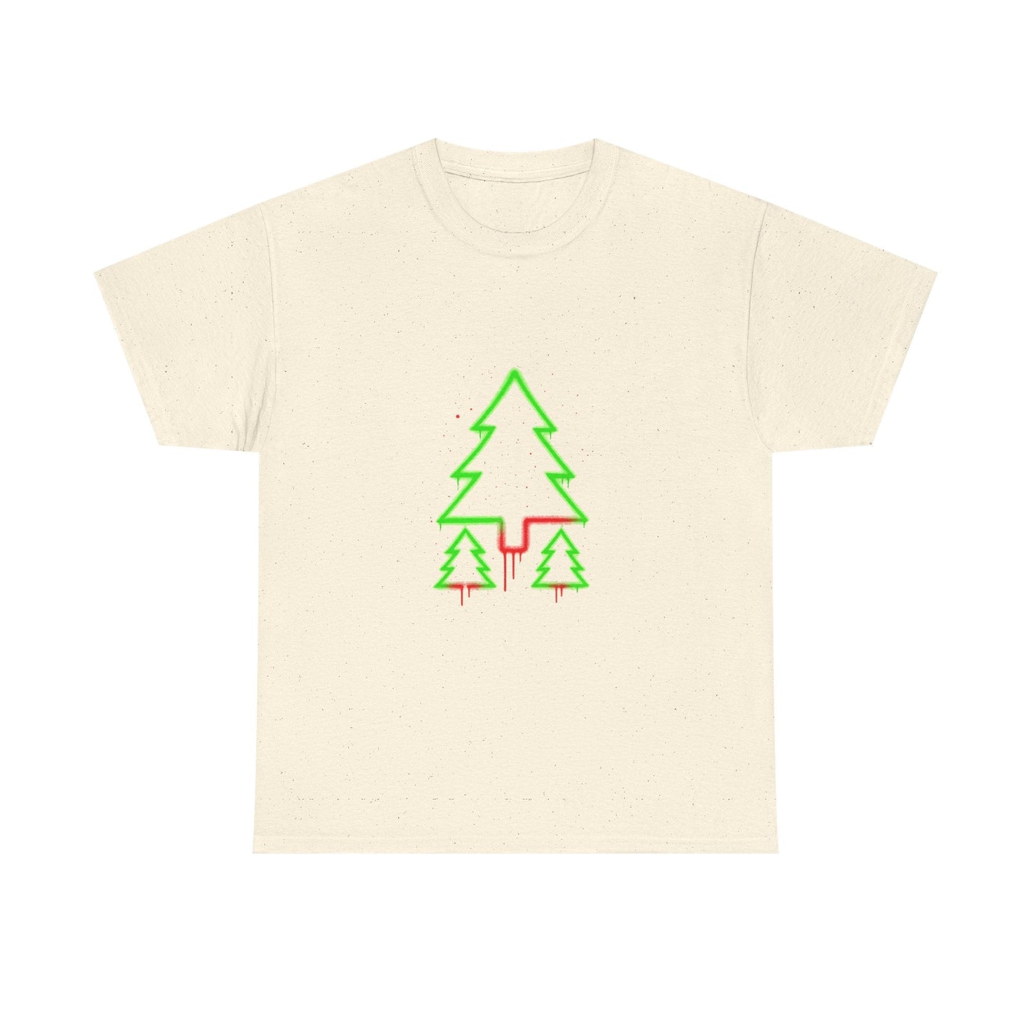 🎁 Christmas Tree Trio T-Shirt — Neon Green & Red Minimal Holiday Tee (100% off)
