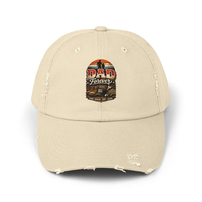 Dad Forever Distressed Baseball Cap — Vintage Sunset Father’s Day Gift