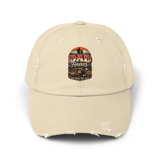 Dad Forever Distressed Baseball Cap — Vintage Sunset Father’s Day Gift
