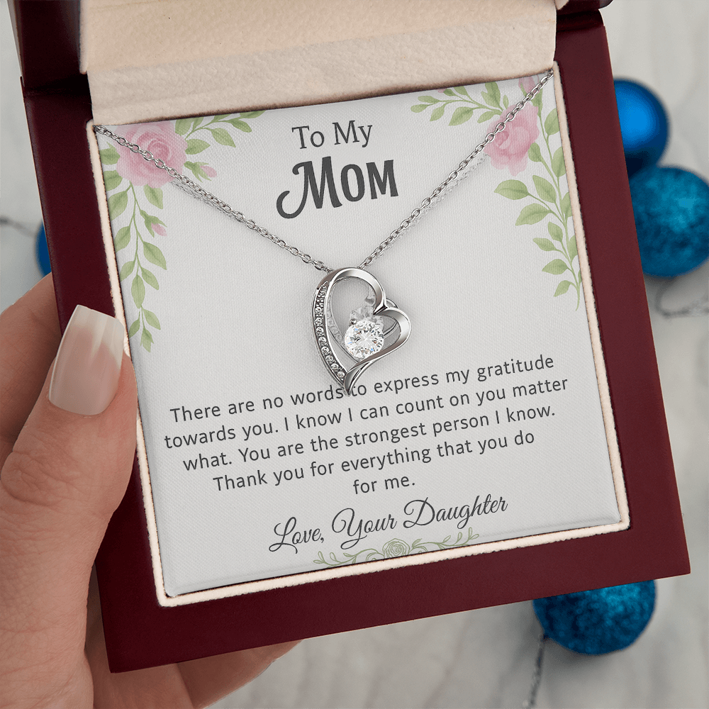 💗 To My Mom – Pink & Green Floral Forever Love Necklace