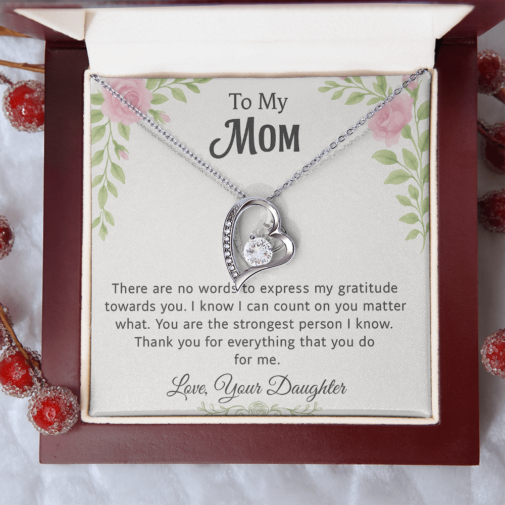 💗 To My Mom – Pink & Green Floral Forever Love Necklace