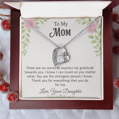 💗 To My Mom – Pink & Green Floral Forever Love Necklace