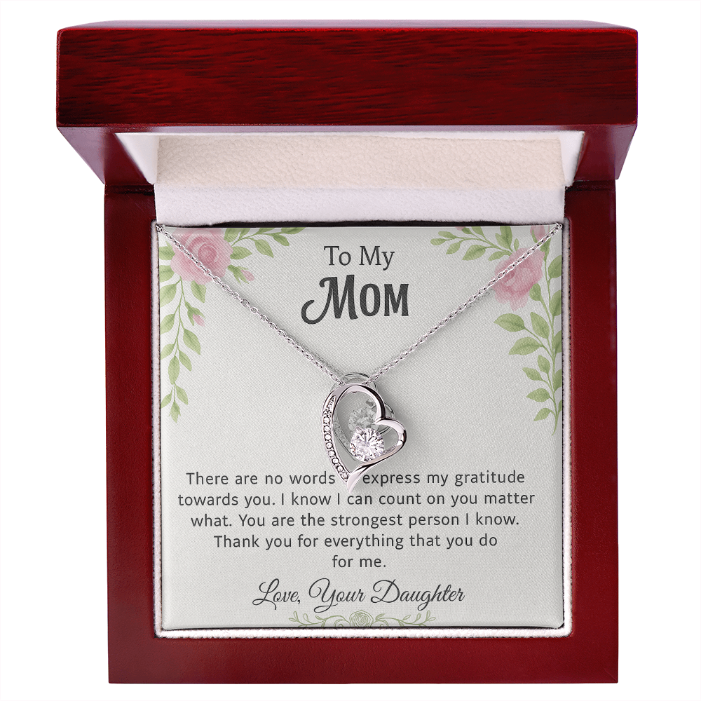 💗 To My Mom – Pink & Green Floral Forever Love Necklace