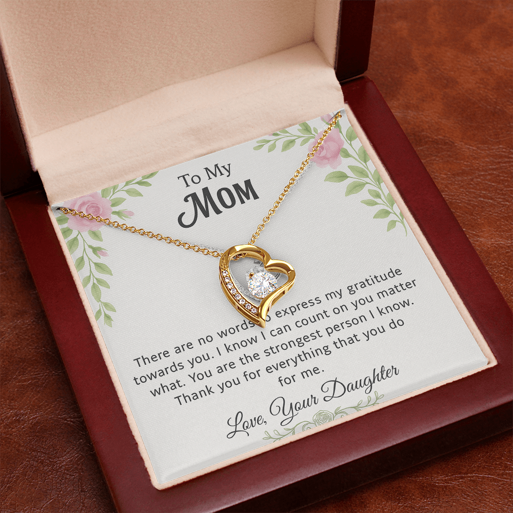 💗 To My Mom – Pink & Green Floral Forever Love Necklace