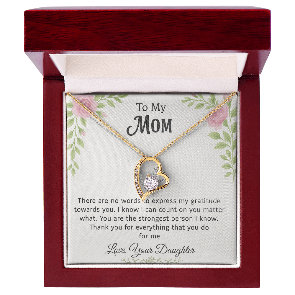 💗 To My Mom – Pink & Green Floral Forever Love Necklace