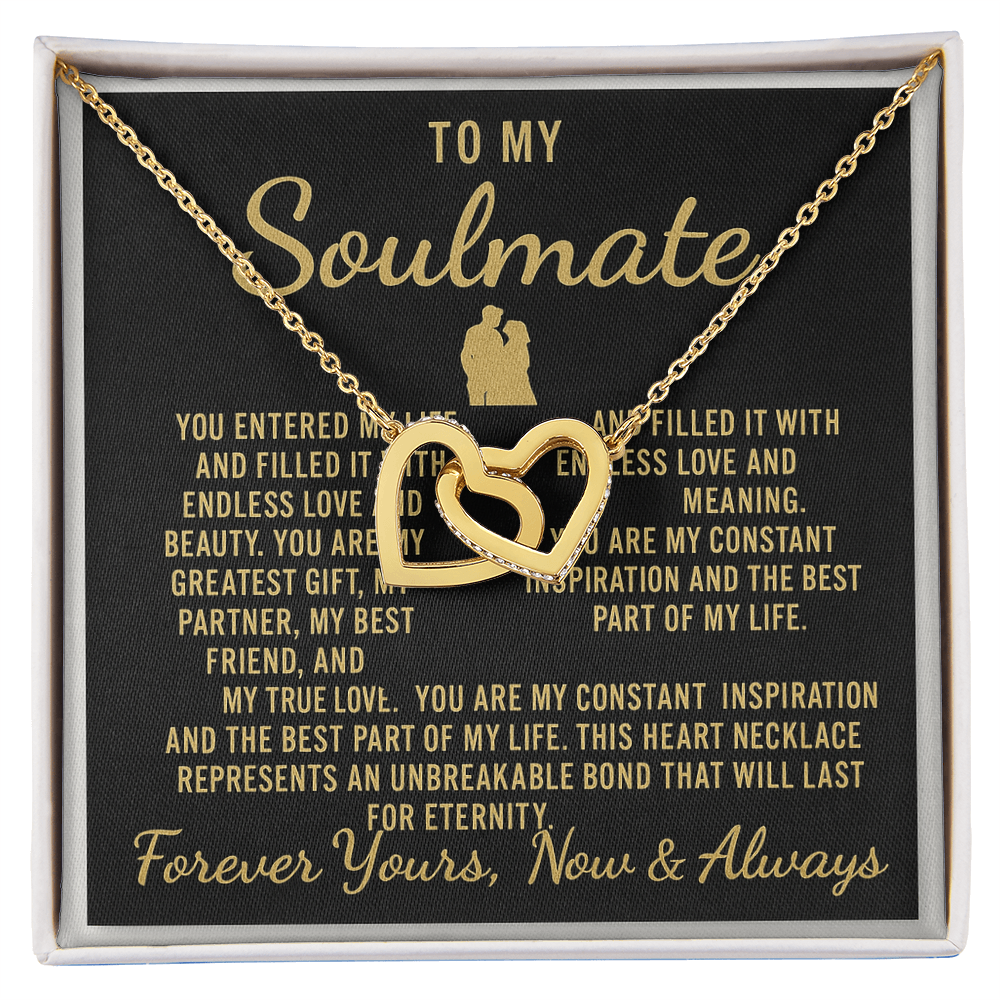 To My Soulmate – Luxury Black & Gold Interlocking Hearts Necklace