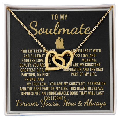 To My Soulmate – Luxury Black & Gold Interlocking Hearts Necklace