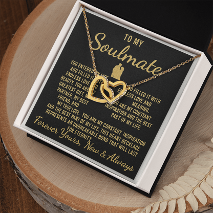 To My Soulmate – Luxury Black & Gold Interlocking Hearts Necklace