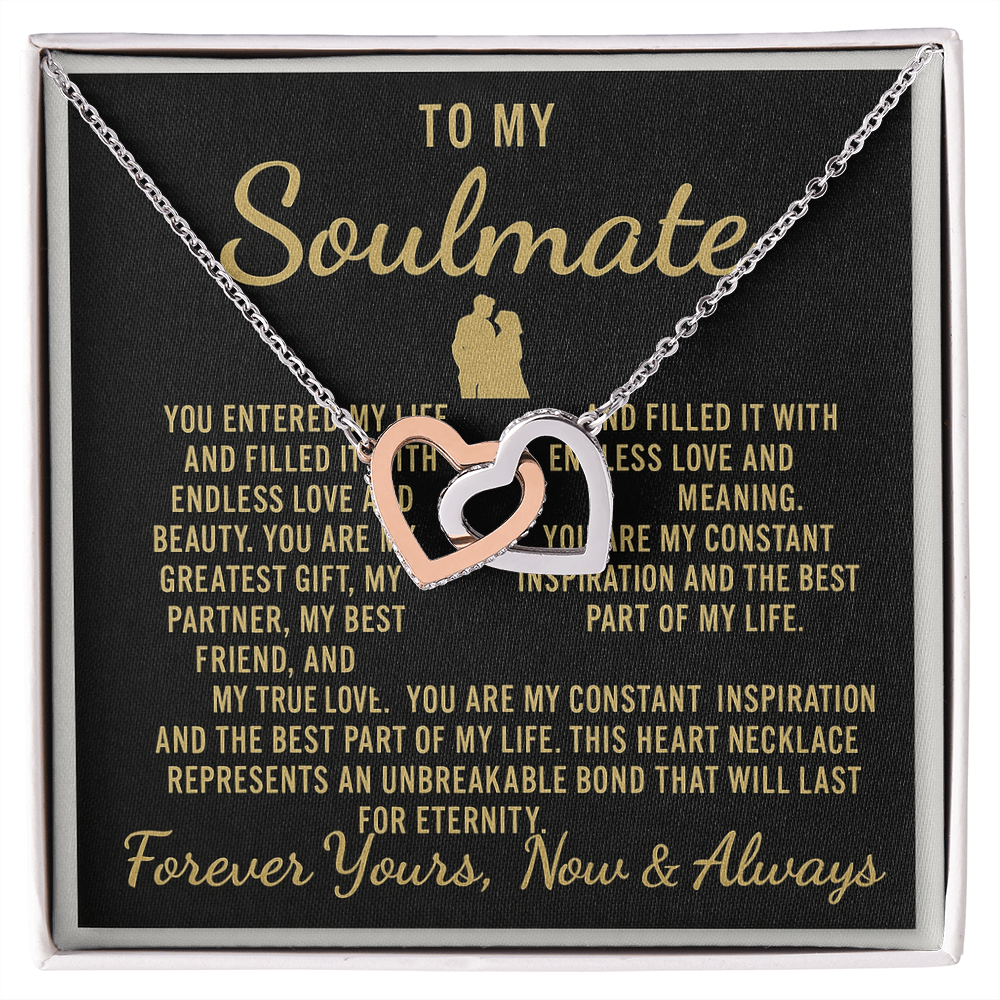 To My Soulmate – Luxury Black & Gold Interlocking Hearts Necklace