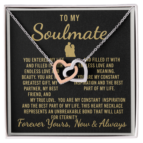 To My Soulmate – Luxury Black & Gold Interlocking Hearts Necklace
