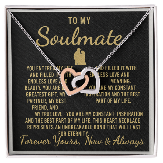 To My Soulmate – Luxury Black & Gold Interlocking Hearts Necklace