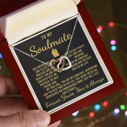 To My Soulmate – Luxury Black & Gold Interlocking Hearts Necklace