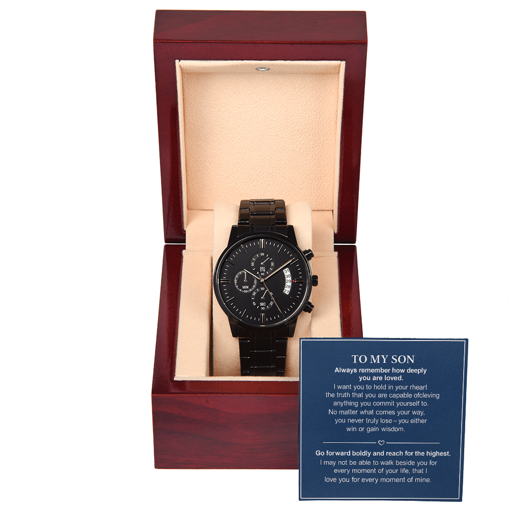 Black Chronograph Watch – “A Gift of Strength, Wisdom & Endless Love”