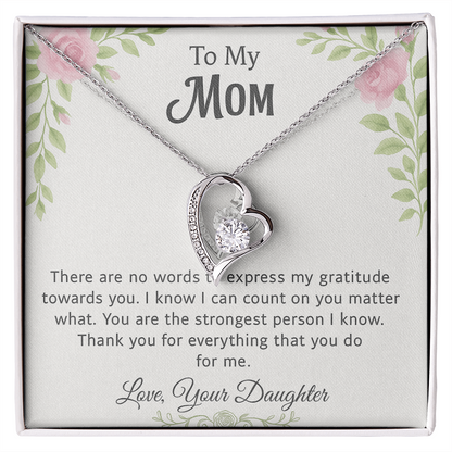💗 To My Mom – Pink & Green Floral Forever Love Necklace