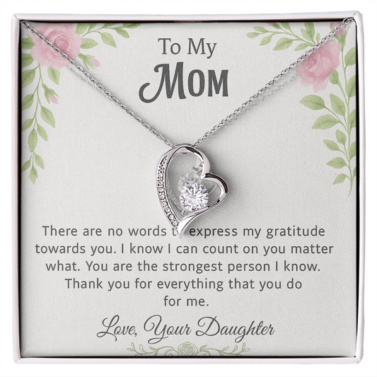 💗 To My Mom – Pink & Green Floral Forever Love Necklace