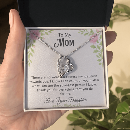 💗 To My Mom – Pink & Green Floral Forever Love Necklace