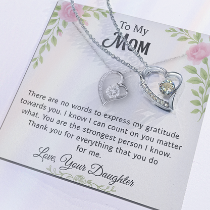 💗 To My Mom – Pink & Green Floral Forever Love Necklace