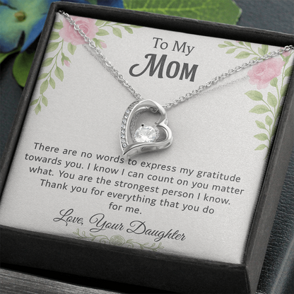 💗 To My Mom – Pink & Green Floral Forever Love Necklace