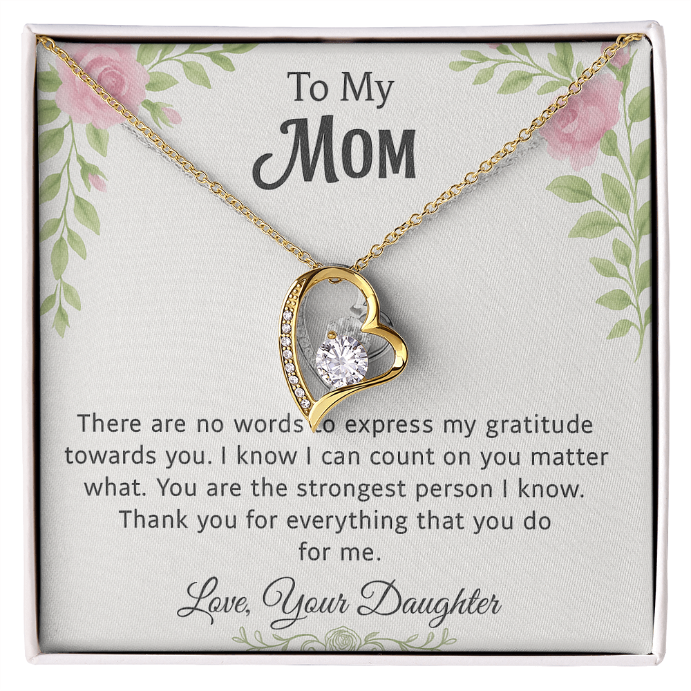 💗 To My Mom – Pink & Green Floral Forever Love Necklace