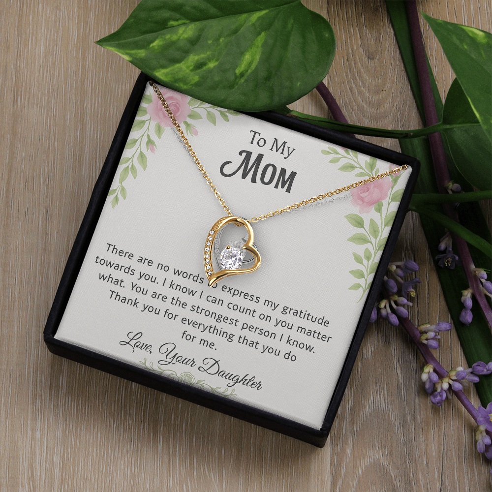 💗 To My Mom – Pink & Green Floral Forever Love Necklace