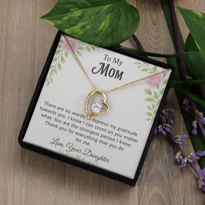 💗 To My Mom – Pink & Green Floral Forever Love Necklace