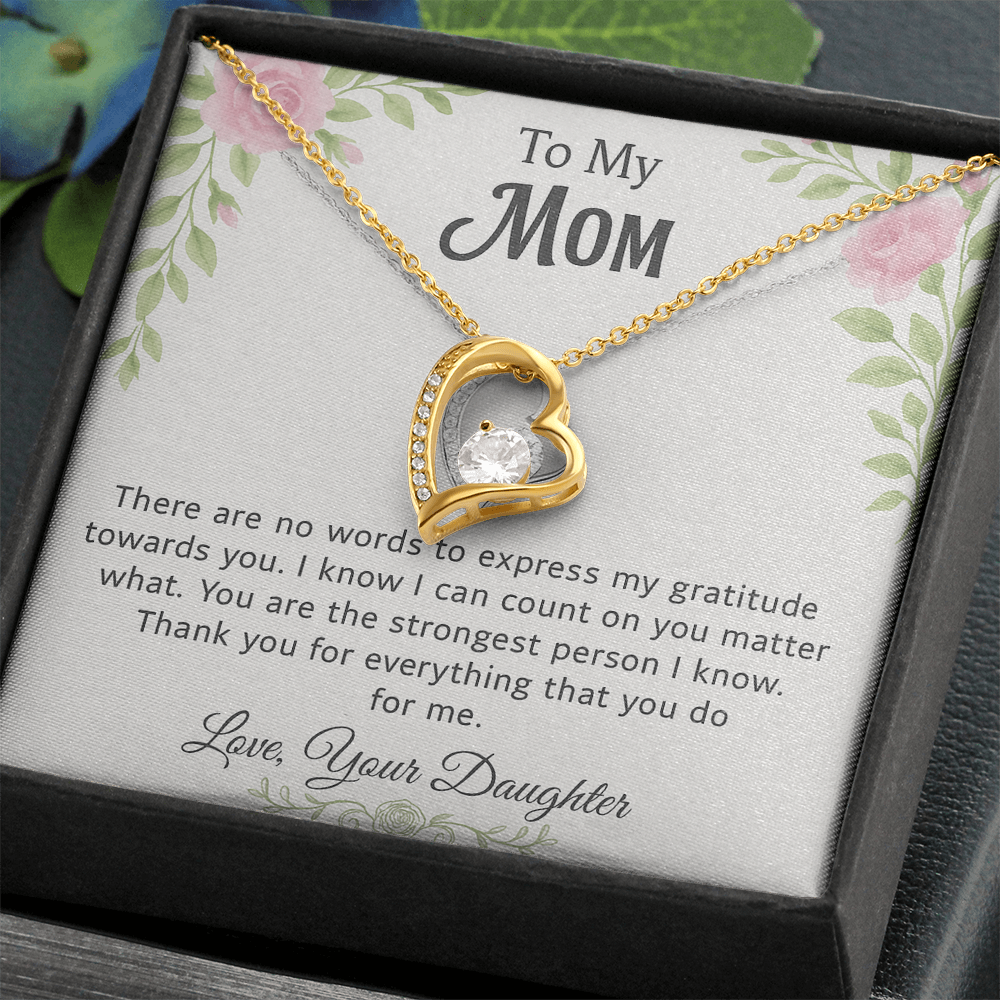 💗 To My Mom – Pink & Green Floral Forever Love Necklace