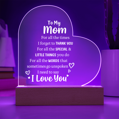❤️ “To My Mom” Heart LED Acrylic Lamp